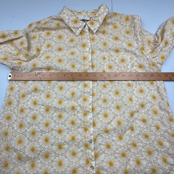J Jill Top Womens Medium Petite Gold Embroidered Floral Button Down Long Sleeve - Picture 11 of 13